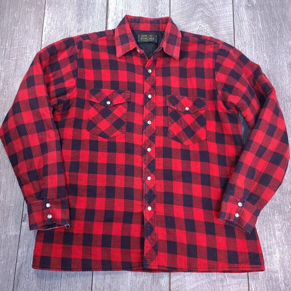 Bar-M Rancher Shacket Mens Large Buffalo Plaid Pearl Snap Western Chore Coat - Picture 1 of 5
